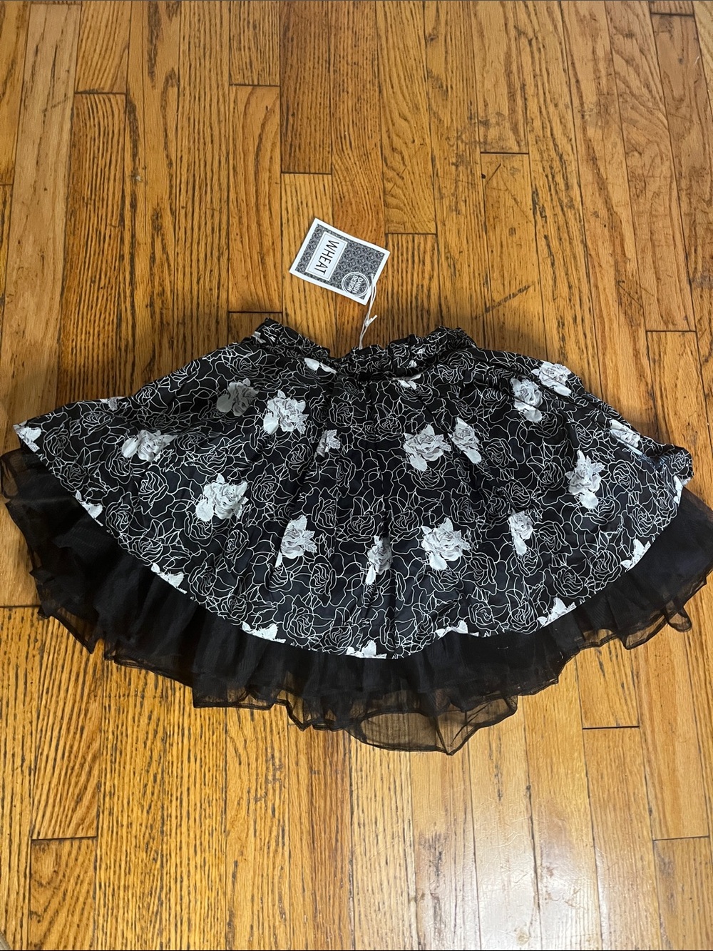 Wheat Black and White Floral Kids' Tutu Skirt NEW Sz 6Yrs